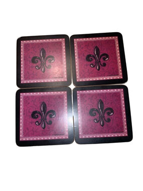 Kay Dee Designs Bar Accessories One Size Black plum Fleur de Lis Coasters